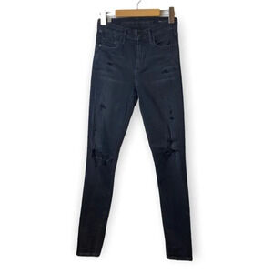 Citizens of Humanity Rocket High Rise Skinny Black Distressed  Jeans 25